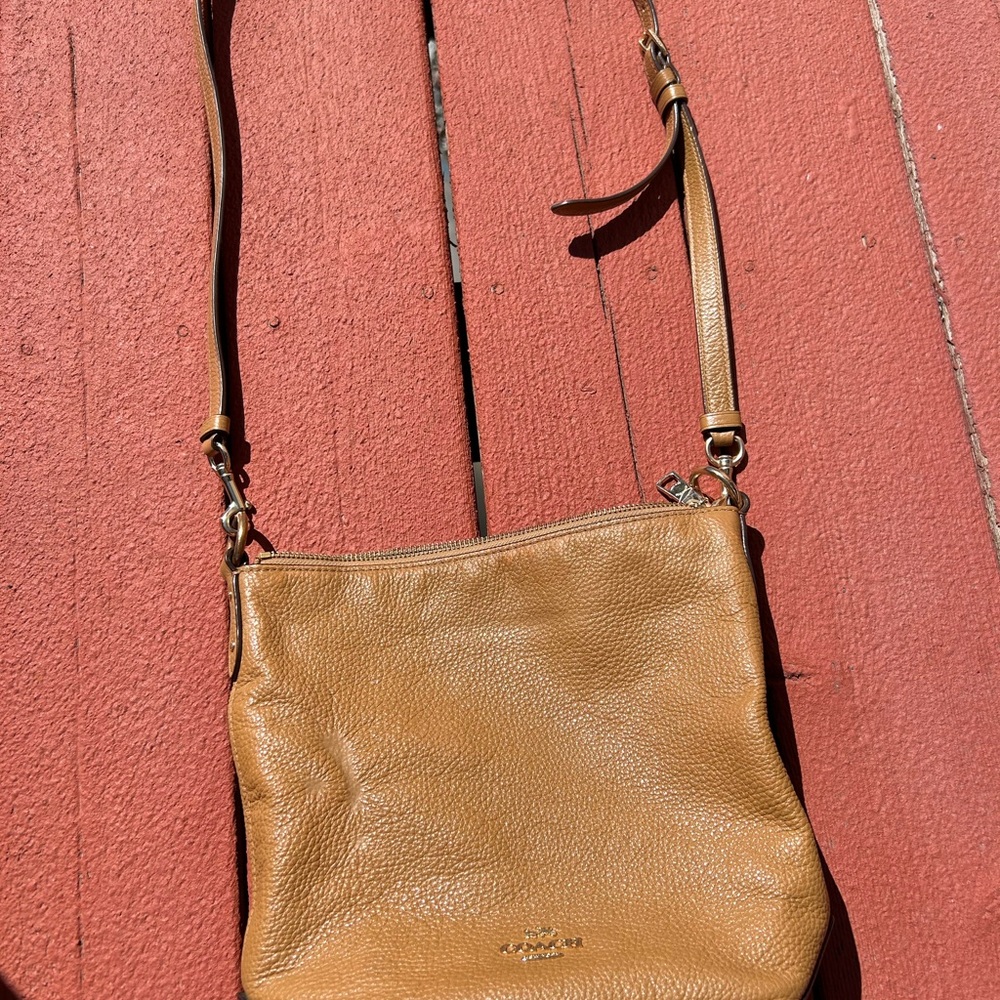 Coach Pebbled Leather Crossbody in Cognac Brown - Picture 7 of 8